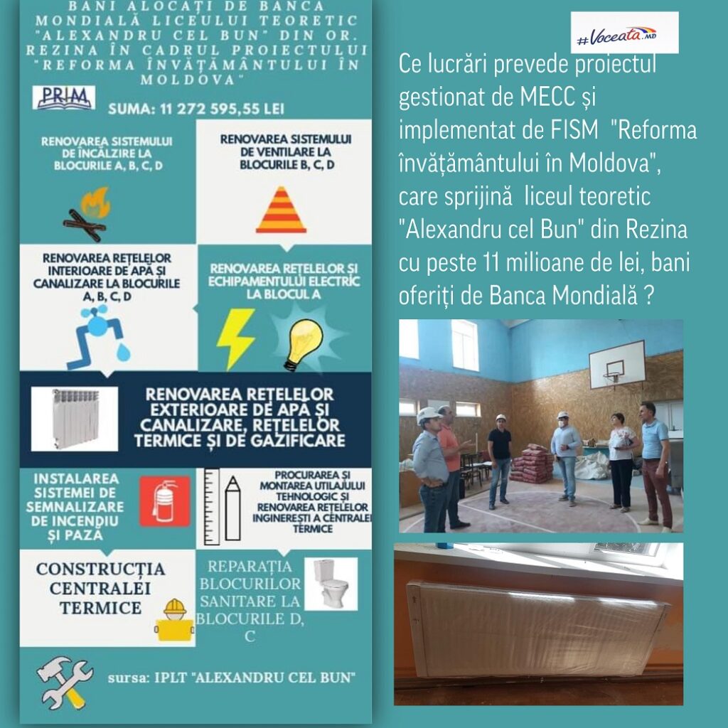 Școlile din Moldova, renovate din banii Băncii Mondiale.